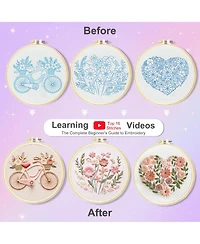 Gnuadz Embroidery Kit Beginner Heart Pattern Hand Stitching Craft Box