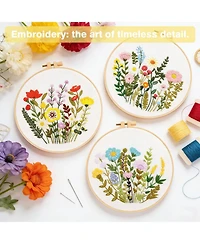 Gnuadz Embroidery Kit Beginners Flower Pattern Diy Hoop Floss