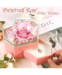 Gnuadz Preserved Rose Box Necklace Gift Her