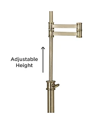 360 Lighting Traditional Swing Arm Desk Table Lamp Adjustable Height 36" Tall Antique Brass Imperial Bell Shade Living Room Bedroom