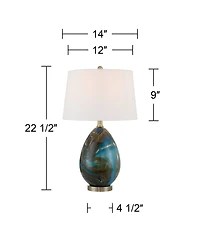 360 Lighting Swirl 22 1/2" High Art Glass 3-Way Table Lamp