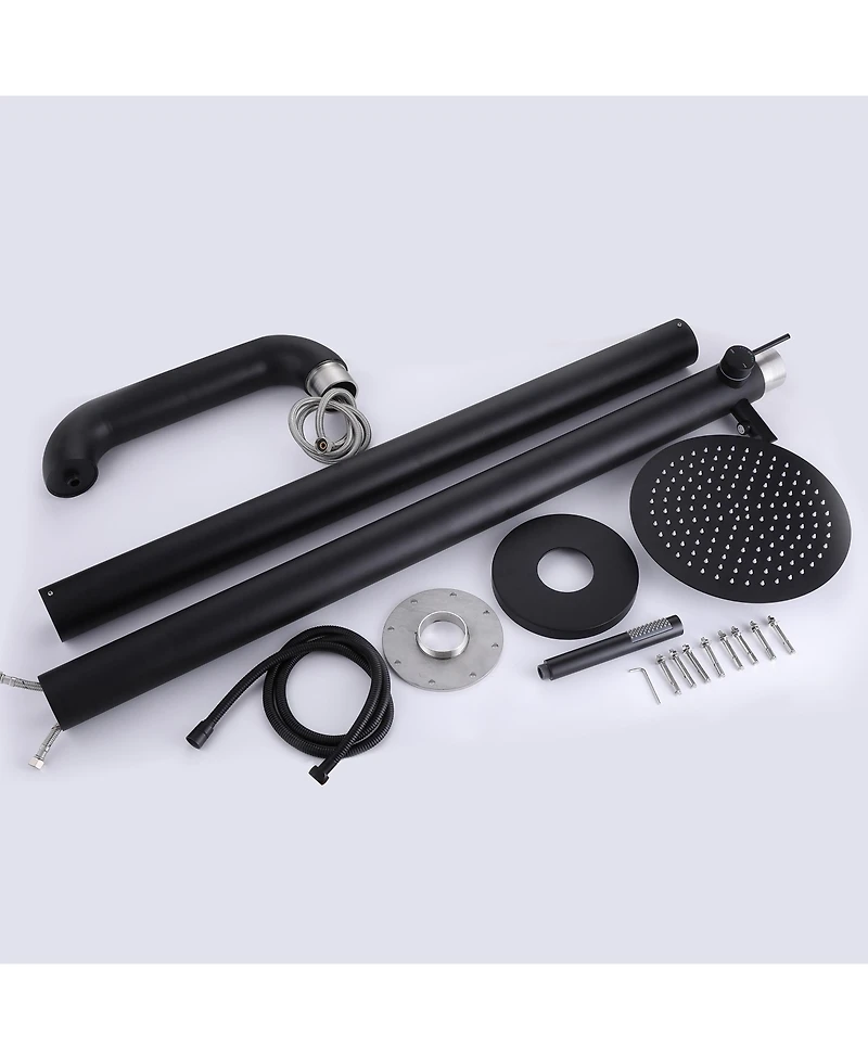 Busdays Floor Standing Shower System Rainfall and Handheld Stainless Steel Leak Proof Valve