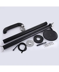 Busdays Floor Standing Shower System Rainfall and Handheld Stainless Steel Leak Proof Valve