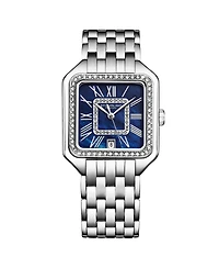 Stuhrling Valencia 4067 Women s Quartz Watch, 32mm Square Crystal Bezel, Stainless Steel Bracelet