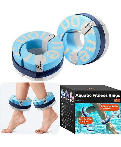 Sportneer Foam Aquatic Cuffs Water Aerobics Float Ring with Adjustable Webbing Pool Exercise Workout Set Water Ankle Ring