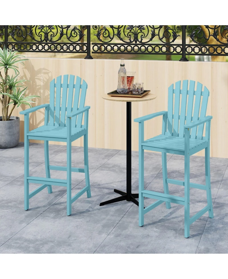 Gouun Tall Acacia Wood Adirondack Patio Chair with Built-in Footrest