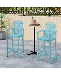 Gouun Tall Acacia Wood Adirondack Patio Chair with Built-in Footrest