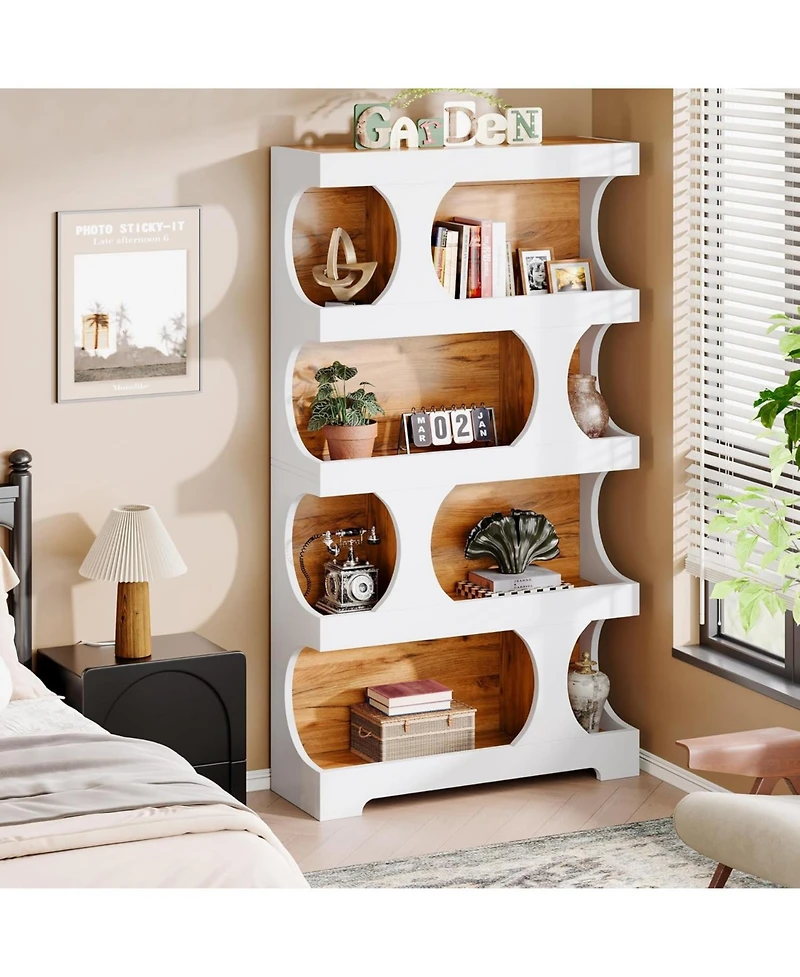 Tribesigns 71" Tall Bookcase Set of 2, 4-Tier S-Shaped Bookshelf, L Library Bookshelf Unit for Home Office Living Room Bedroom