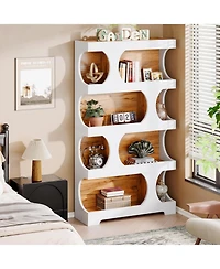 Tribesigns 71" Tall Bookcase Set of 2, 4-Tier S-Shaped Bookshelf, L Library Bookshelf Unit for Home Office Living Room Bedroom