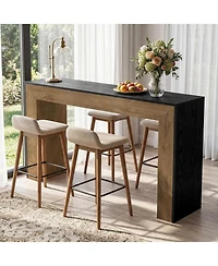 Tribesigns 63" Bar Table, Modern Industrial Counter Height Dining Table with Stable Base, Wood Minimalist Narrow Home Bar Unit