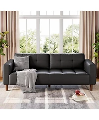 gaomon 3-Seater Sofa Couch, 83 Wide Faux Leather Couch with Spring Cushion, Modern Deep Seats and 2 Removable Back Cushions