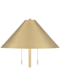 Possini Euro Design Scava Mid Century Modern 61 1/2" Tall Standing Floor Lamp Pole Pull Chain Marble Antique Brass Finish