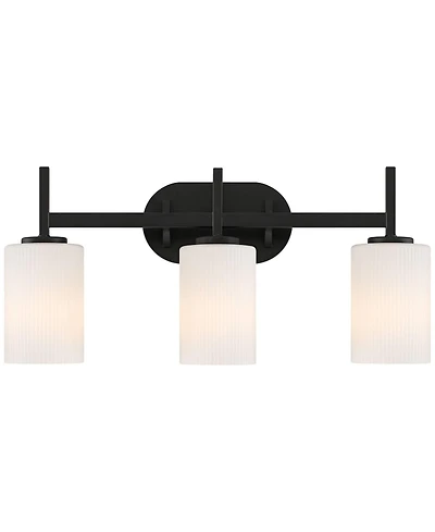 Possini Euro Design Possini Euro Nanni 22"W Matte Black Fluted Glass 3-Light Bath Light