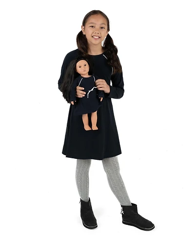 Leveret Toddler Girls Matching Girl & Doll Drawstring Cinch-Waist Long Sleeve Dress