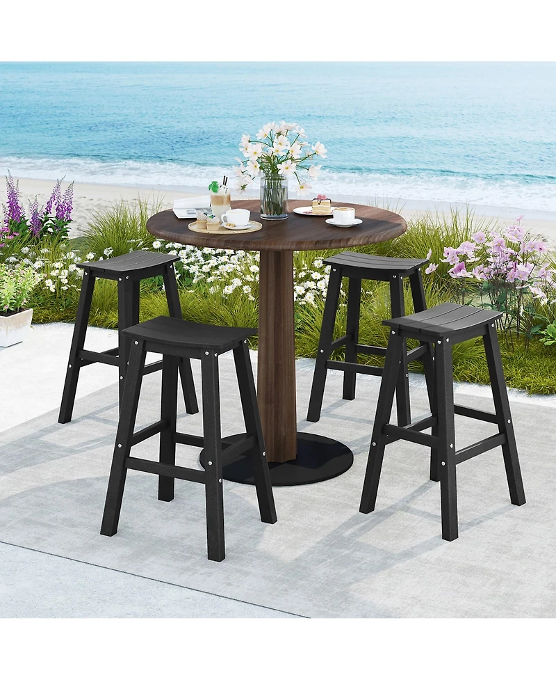 Gymax 29'' Patio Bar Stool Set of 4 Curved Seat and Footrests for Backyard Outdoor