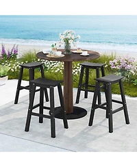 Gymax 29'' Patio Bar Stool Set of 4 Curved Seat and Footrests for Backyard Outdoor