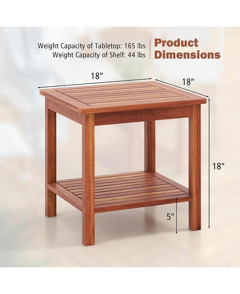 Gymax 2 Pieces Adirondack Outdoor Side Table Patio 2-Tier Square End Table Sturdy Coffee Table
