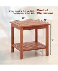 Gymax 2 Pieces Adirondack Outdoor Side Table Patio 2-Tier Square End Table Sturdy Coffee Table