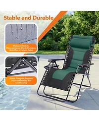 Yiortwo Zero Gravity Recliner Chair Folding Outdoor Lounge Chair with Cushion