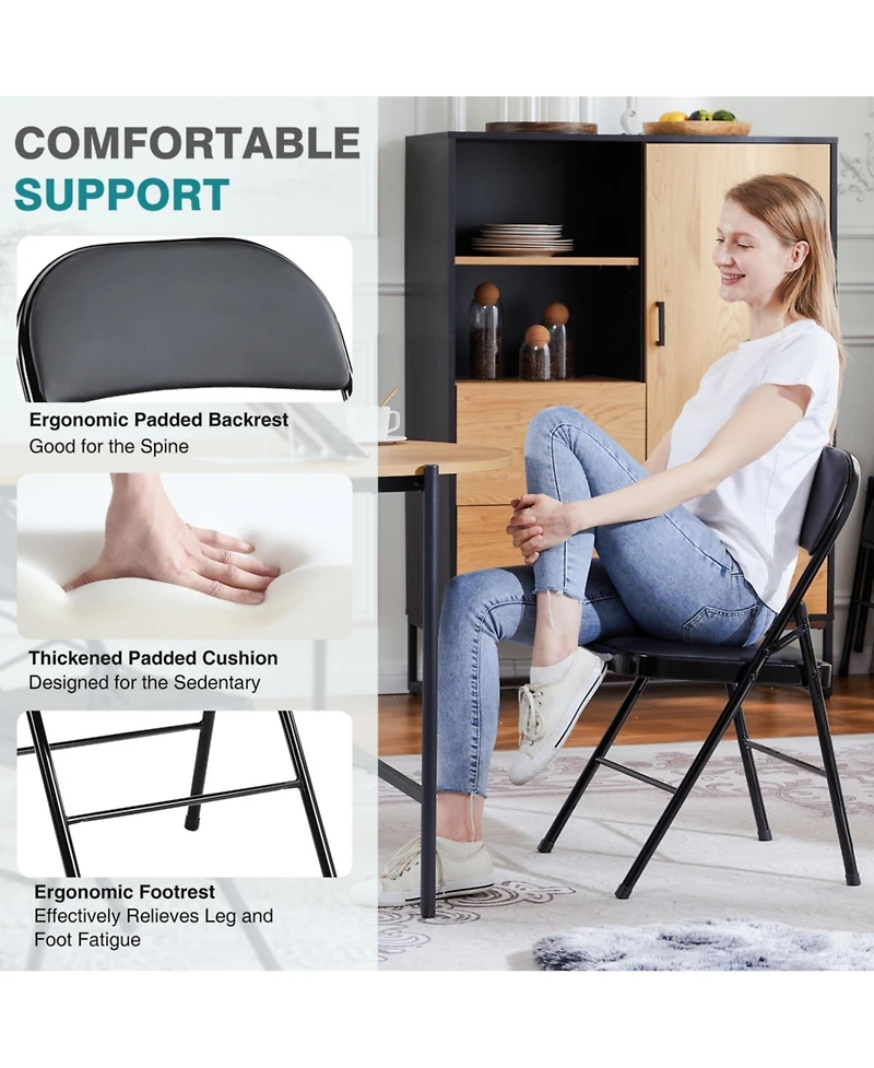 Yiortwo Leather Padded Folding Chair, Portable Indoor Outdoor Seating