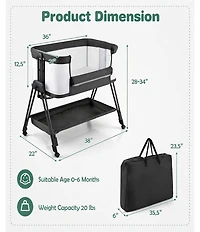 Gouun Portable Bedside Bassinet with 7 Adjustable Heights