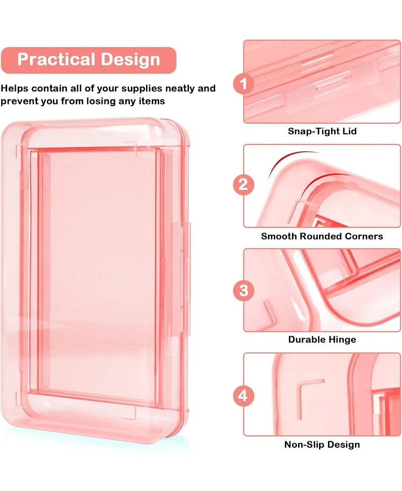 Danrong Plastic Pencil Box Large Capacity Double Layer, Hard Case with Snap Lid for Kids Adults School Office