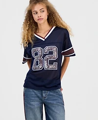 Madden Girl Juniors' Sequin-Trim Mesh Jersey