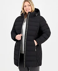 Michael Kors Plus Hooded Packable Puffer Coat, Macy's Exclusive