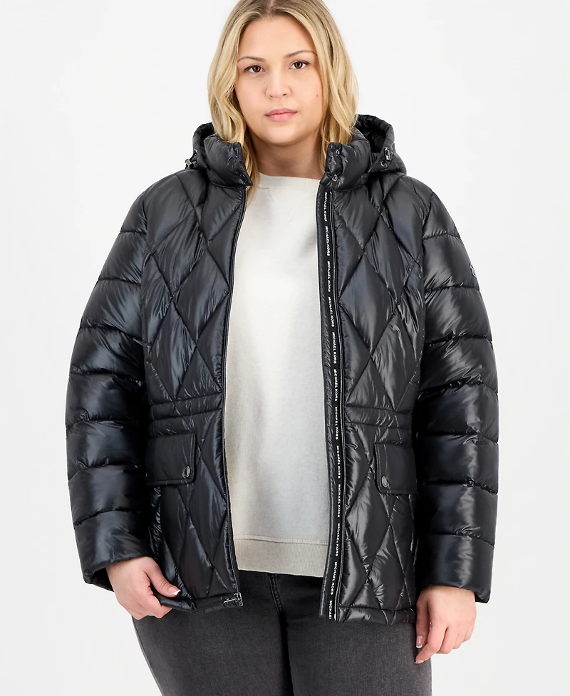 Michael Kors Plus Hooded Packable Puffer Coat