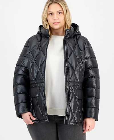 Michael Kors Plus Hooded Packable Puffer Coat