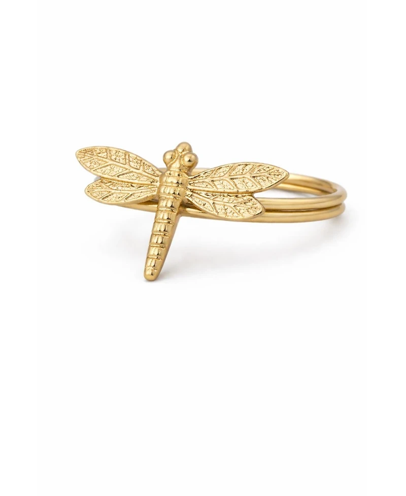 Dainty Home Dragonfly Napkin Rings Set of 4, Gold Metal Table Decor