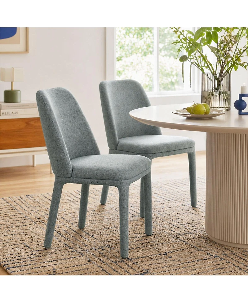Maison Boucle Set of 2 Upholstered Dining Chairs, 19.5" Modern Side Chairs