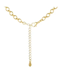 Jessica Simpson Gold-Tone Charm Link Necklace with Cross, Heart and Pearl Accents
