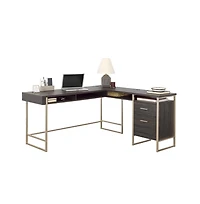Sauder Walter Heights L Desk, Blade Walnut finish