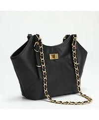 Susu Luxea Quilted Chain Shoulder Bag Small Leather Handbag with Gold Strap