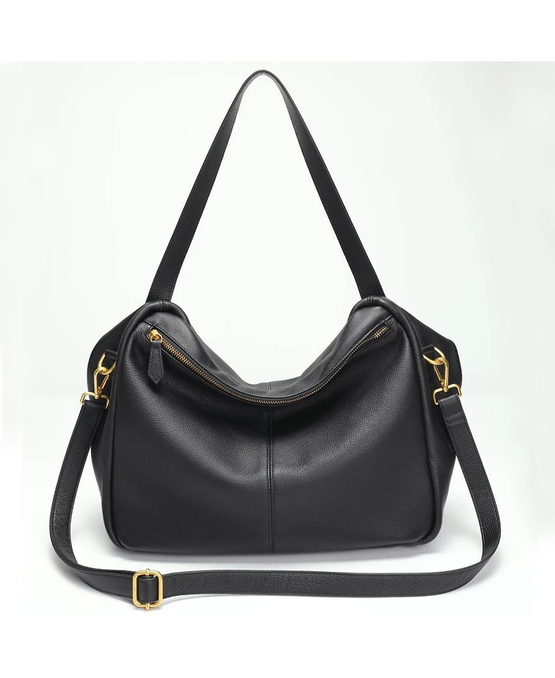 Susu Sia Large Pebbled Leather Hobo Bag Slouchy Shoulder with Adjustable Crossbody Strap Soft Everyday Tote Purse for Women