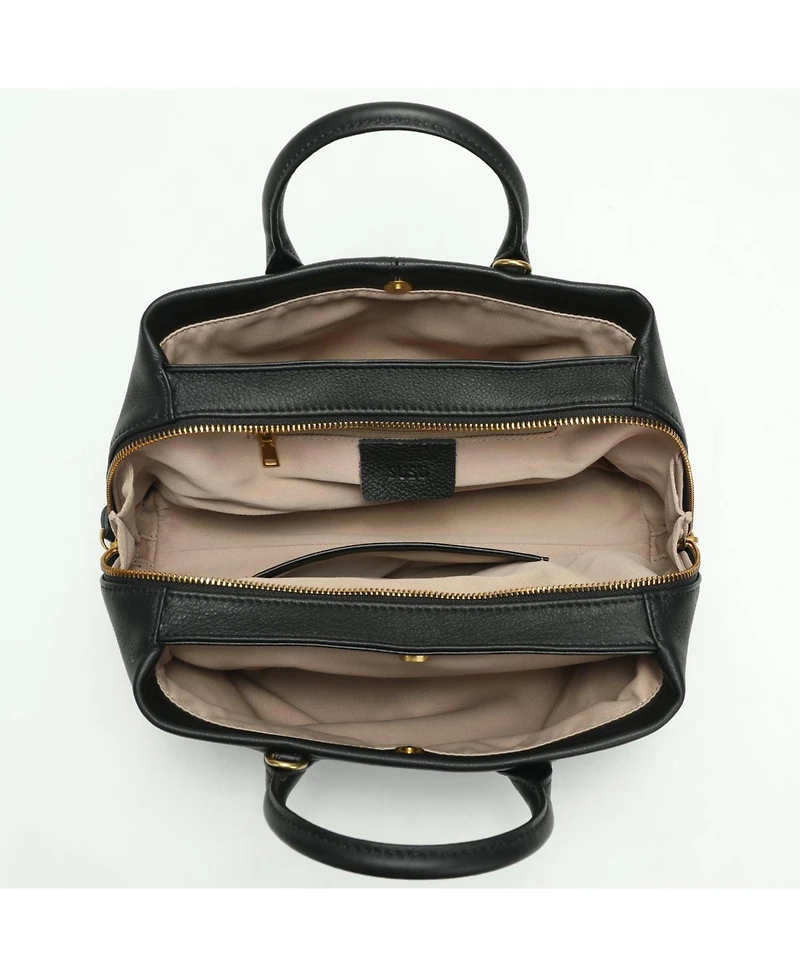 Susu Luna Pebbled Leather Top Handle Satchel Bag for Women Structured Crossbody Shoulder Handbag