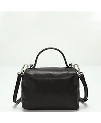 Susu Bella Vintage Leather Vanity Case Crossbody Bag, Mini Box Top Handle Small Purse