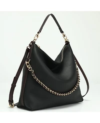 Susu Riva Leather Convertible Hobo Bag Shoulder and Crossbody with Chain Detail