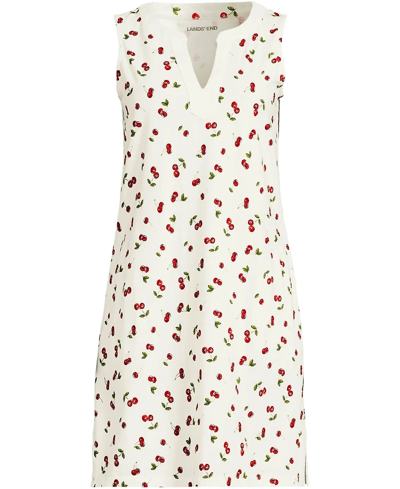 Lands' End Plus Cotton Jersey Notch Neck Dress