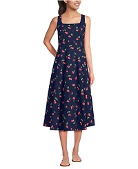 Lands' End Women's Princess Seamed Cotton Poplin Midi Dress