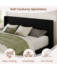 gaomon Lift Up Storage Bed Frame - Corduroy Upholstered Platform Bed with Gas Lift, Padded Headboard