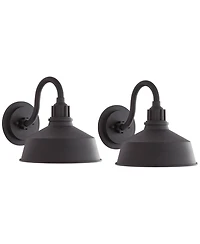 Franklin Iron Works Arnett Rustic Industrial Outdoor Wall Light Fixtures Set of 2 Metal 10inches Downlight Shade for Post Exterior Barn
