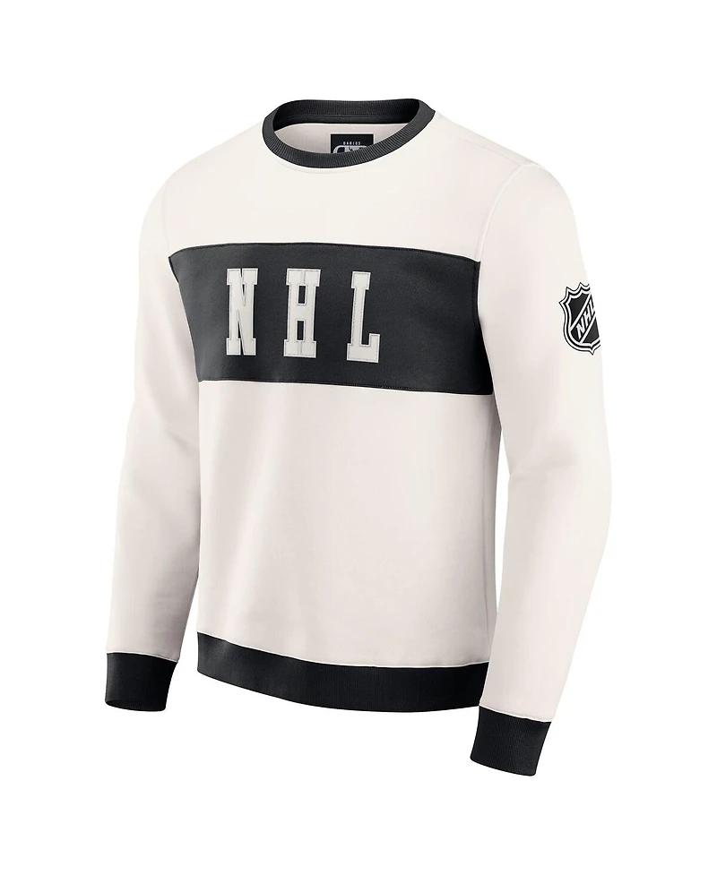 Fanatics Men's Cream Nhl-Logo Color Block Pullover Sweatshirt