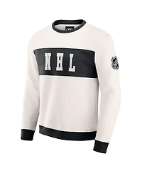 Fanatics Men's Cream Nhl-Logo Color Block Pullover Sweatshirt