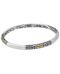Devata Filigree Bangle Slide-on Bracelet Sterling Silver and 18K Gold Accents