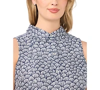 CeCe Women's Sleeveless Collared Button-Down Top