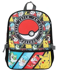 Pokemon Boys' and Girls' Backpack, Lunch Bag, Pencil Case, Key Chain and Caraniber, 5-Piece Set