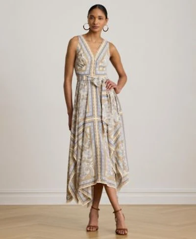 Lauren Ralph Lauren Womens Sleeveless Handkerchief Hem Midi Dress