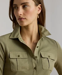 Lauren Ralph Women's Slim-Fit Short-Sleeve Collared Top